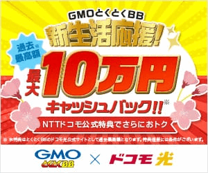 GMOとくとくBB ドコモ光(新規開通)<font color=#ff009b>20000円キャッシュバック+dポイントももらえる！</font>